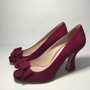 Miu Miu Women’s Luxury Suede Fuchsia Bow Accent Pumps Size 39.5/US 9.5